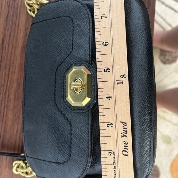 Coach Black Campbell Turnlock Leather Crossbody Camera Bag Chain Strap F24843 - Picture 4 of 9